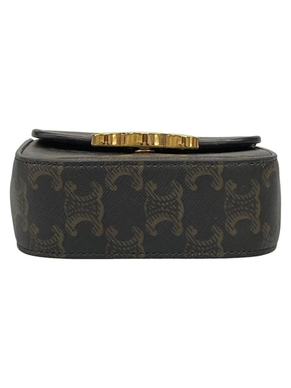 ★SOLD★ Celine Shoulder Bag Mini Triomphe Black Dark Brown Leather - Picture 5 of 15